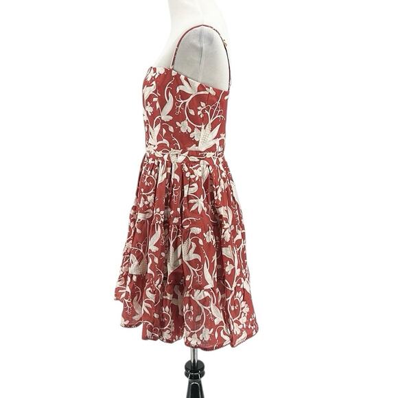 Agua Bendita Lima Maiz Hand‑Embroidered Linen Dress Red Size L - Picture 6 of 11